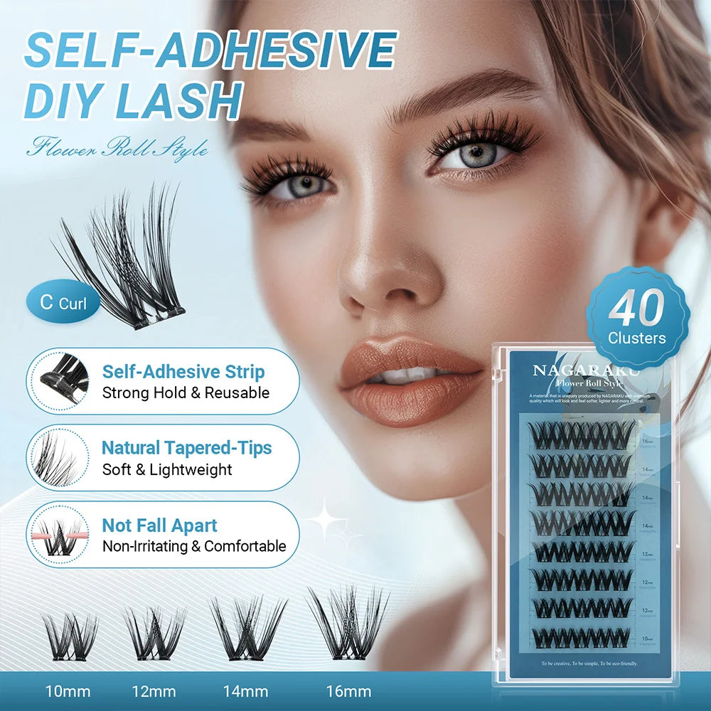 Faux Cils Auto-Adhésifs – Sans Colle, Style Volume DIY