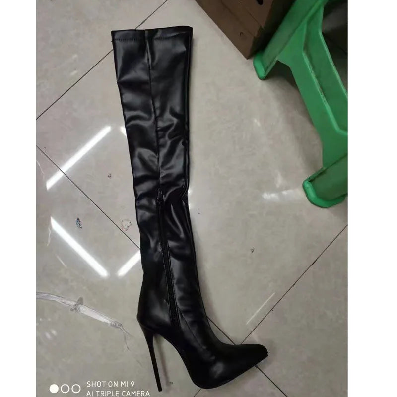 Bottes Cuissardes Femme – Talon Aiguille 12 cm & Bout Pointu
