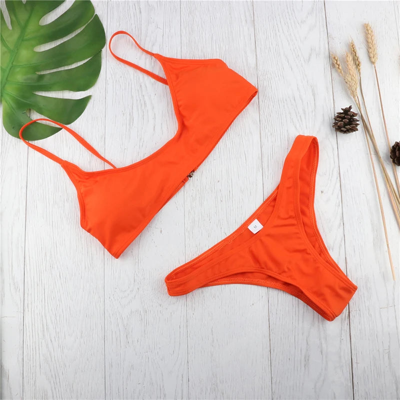 Bikini basic Femme Bandeau Push-Up – Bas Taille Mi-Haute | 19 Coloris