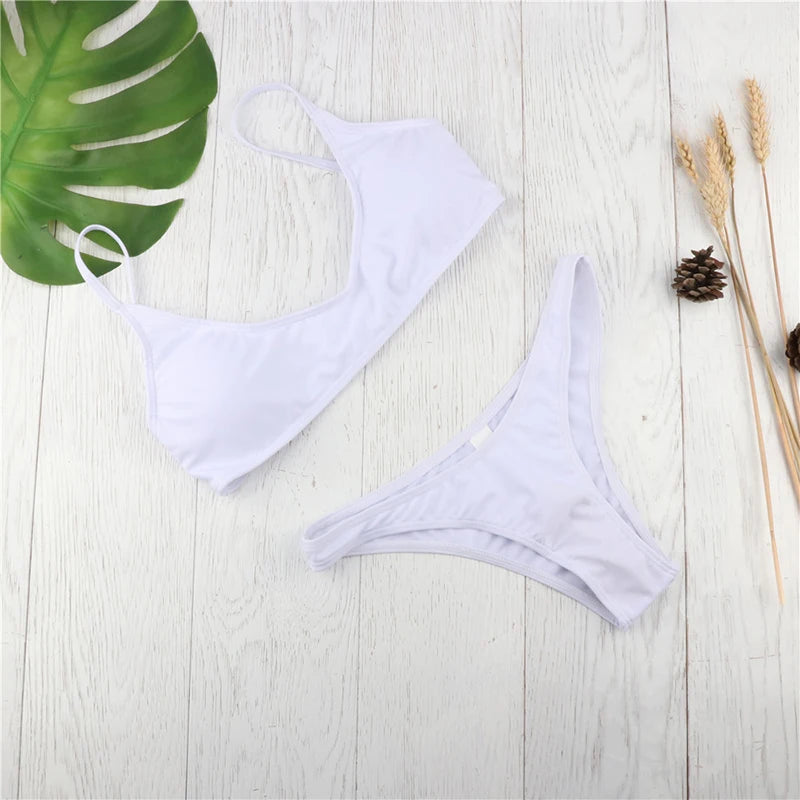 Bikini basic Femme Bandeau Push-Up – Bas Taille Mi-Haute | 19 Coloris