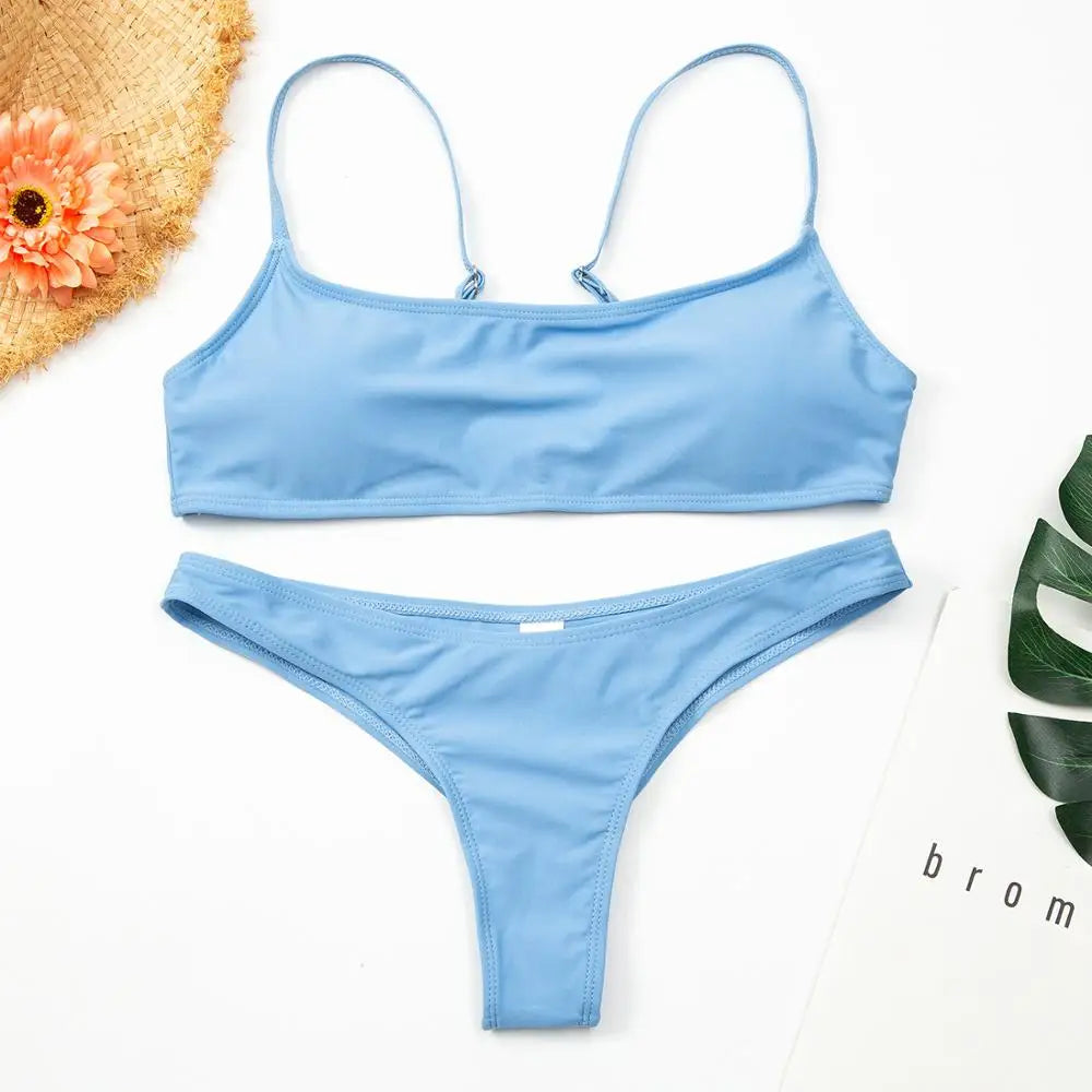 Bikini Deux Pièces Femme – Bandeau Push-Up & Bas Taille Mi-Haute