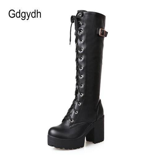 Bottes Hautes Femme – Lacets, Talon Carré