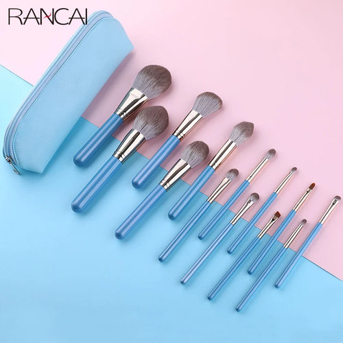 13pcs Makeup Brushes Set with Leather Bag Foundation Powder Blush Eyeshadow Eyebrow Brush Soft Hair Cosmetic Makeup Tool