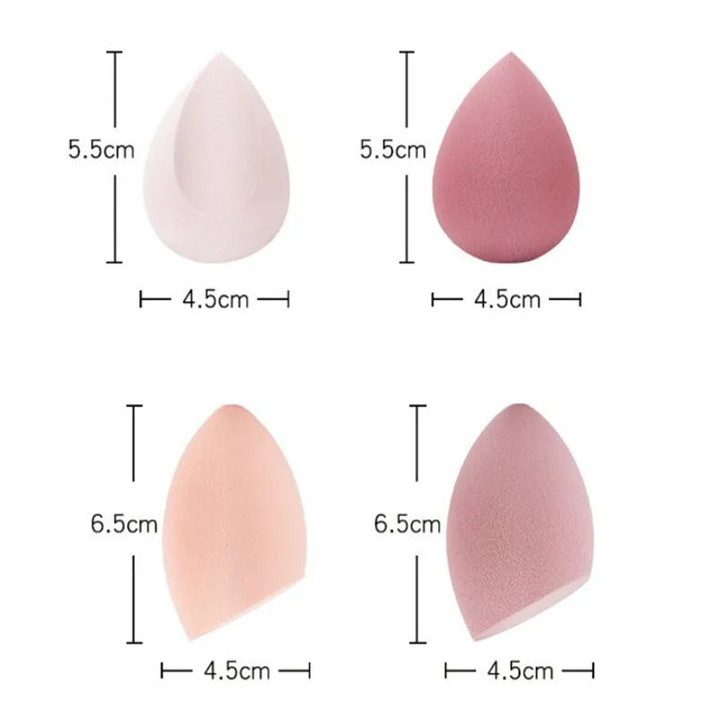 Lot de 4 éponges maquillage – Fond de teint, poudre & blending, sans latex