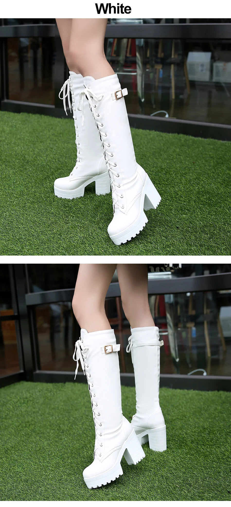 Bottes Hautes Femme – Lacets, Talon Carré