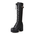 Bottes Hautes Femme – Lacets, Talon Carré