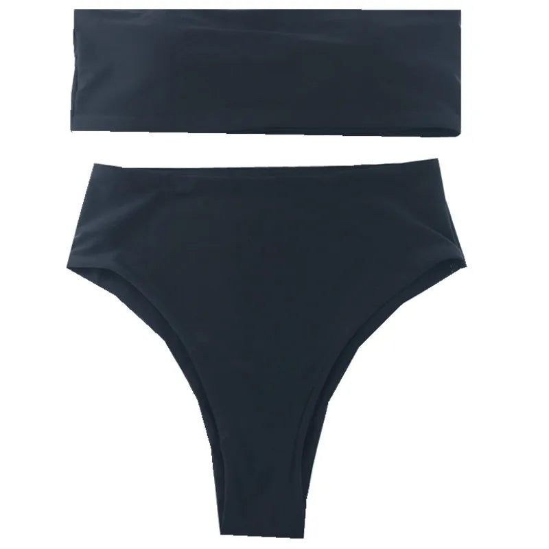 Bikini Deux Pièces Femme – Haut Bandeau & Bas Taille Mi-Haute