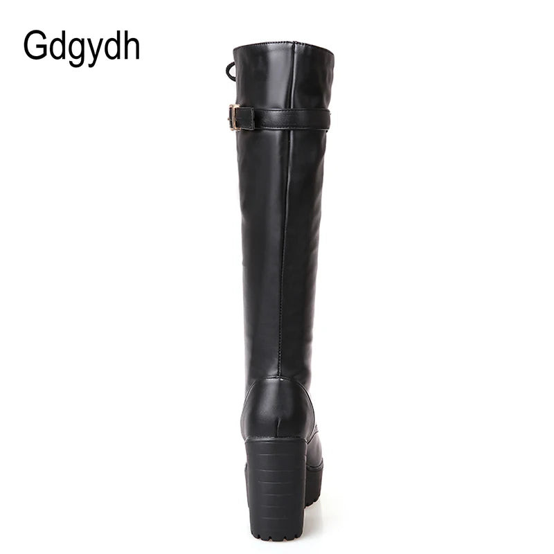 Bottes Hautes Femme – Lacets, Talon Carré