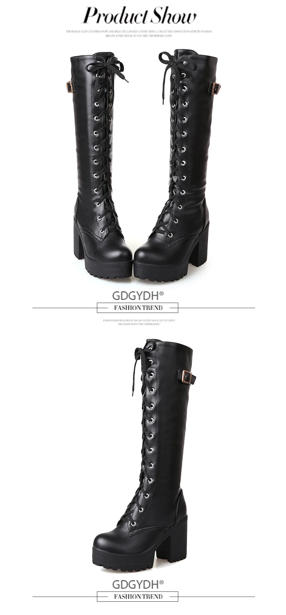 Bottes Hautes Femme – Lacets, Talon Carré