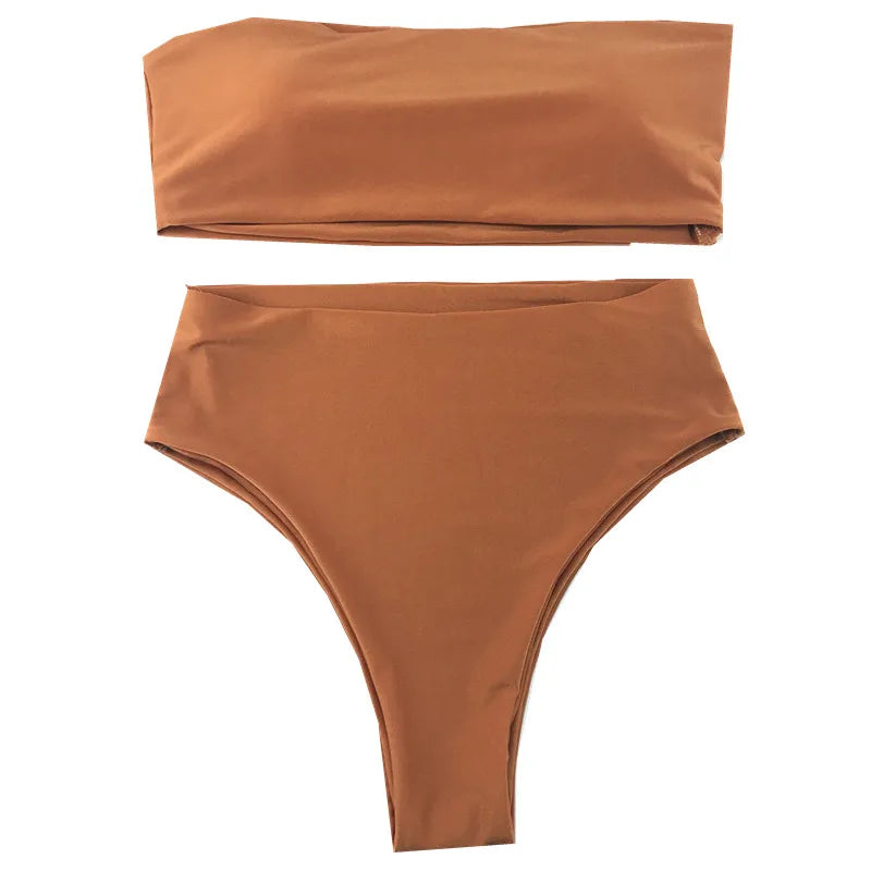 Bikini Deux Pièces Femme – Haut Bandeau & Bas Taille Mi-Haute