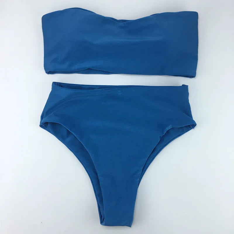 Bikini Deux Pièces Femme – Haut Bandeau & Bas Taille Mi-Haute