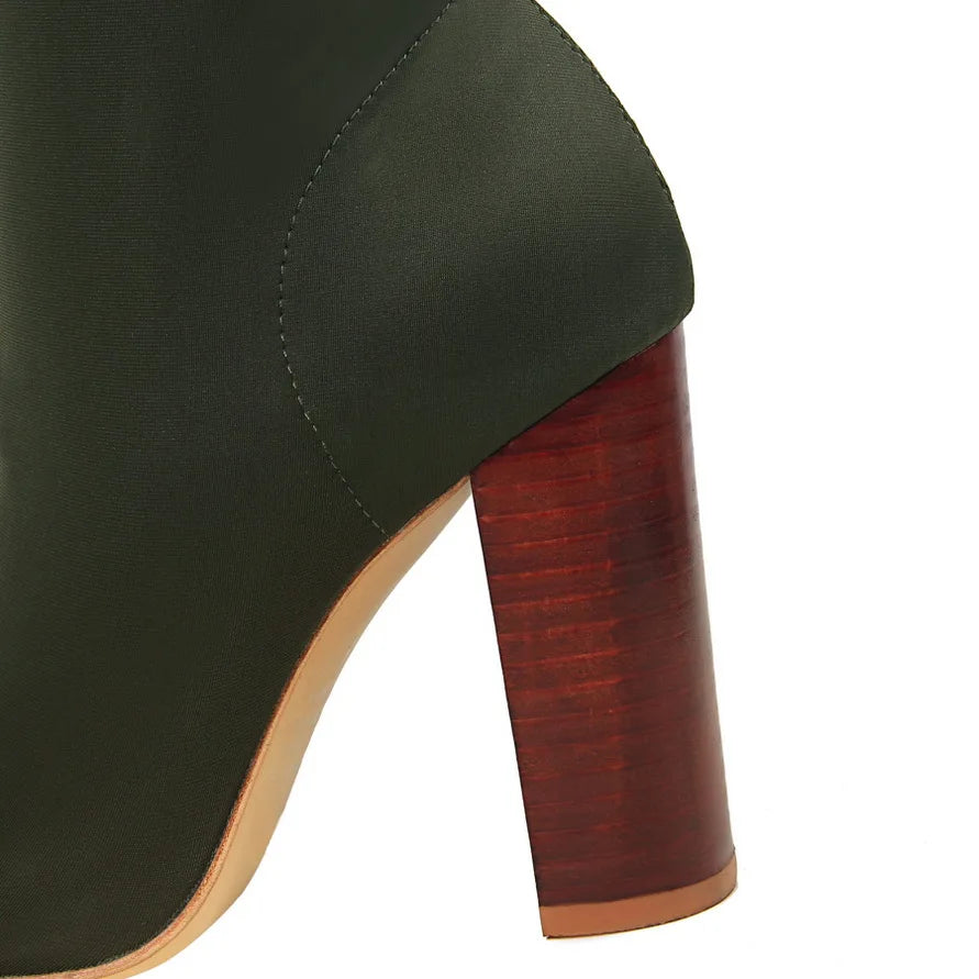 Bottines Chaussettes Femme – Bout Pointu & Talon Carré