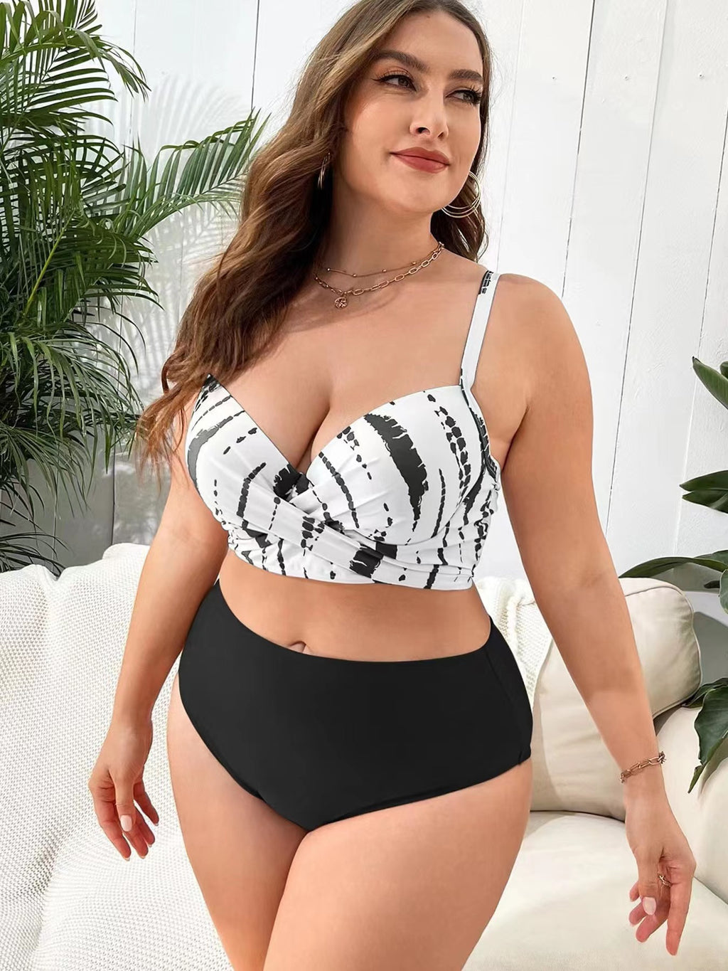 Bikini  3 Pièces Push-Up & Taille Haute – Grande Taille L à 5XL 2 coloris