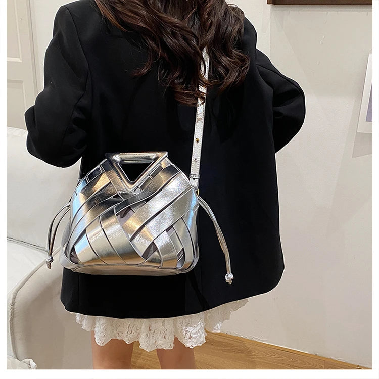 Pochette tissée en PU – Sac tressé minimaliste – Plusieurs coloris