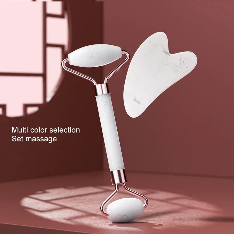 Rouleau masseur visage, cou & yeux – Résine, Gua Sha, soins de la peau