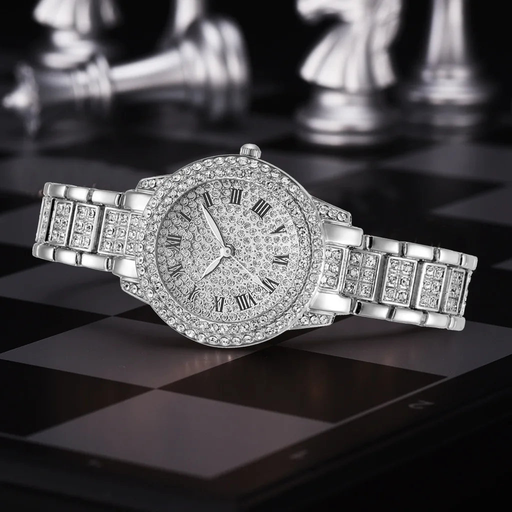 Coffret luxe femme – Set 6 pièces : montre quartz cadran romain + bracelet