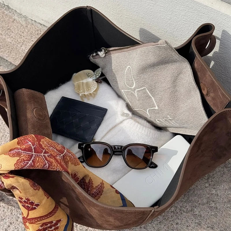 Sac fourre-tout en simili-daim – Grande capacité – Plusieurs coloris