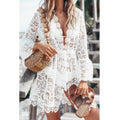 Robe de Plage Femme – Dentelle Crochet Manches Longues Style Bohème -2 coloris