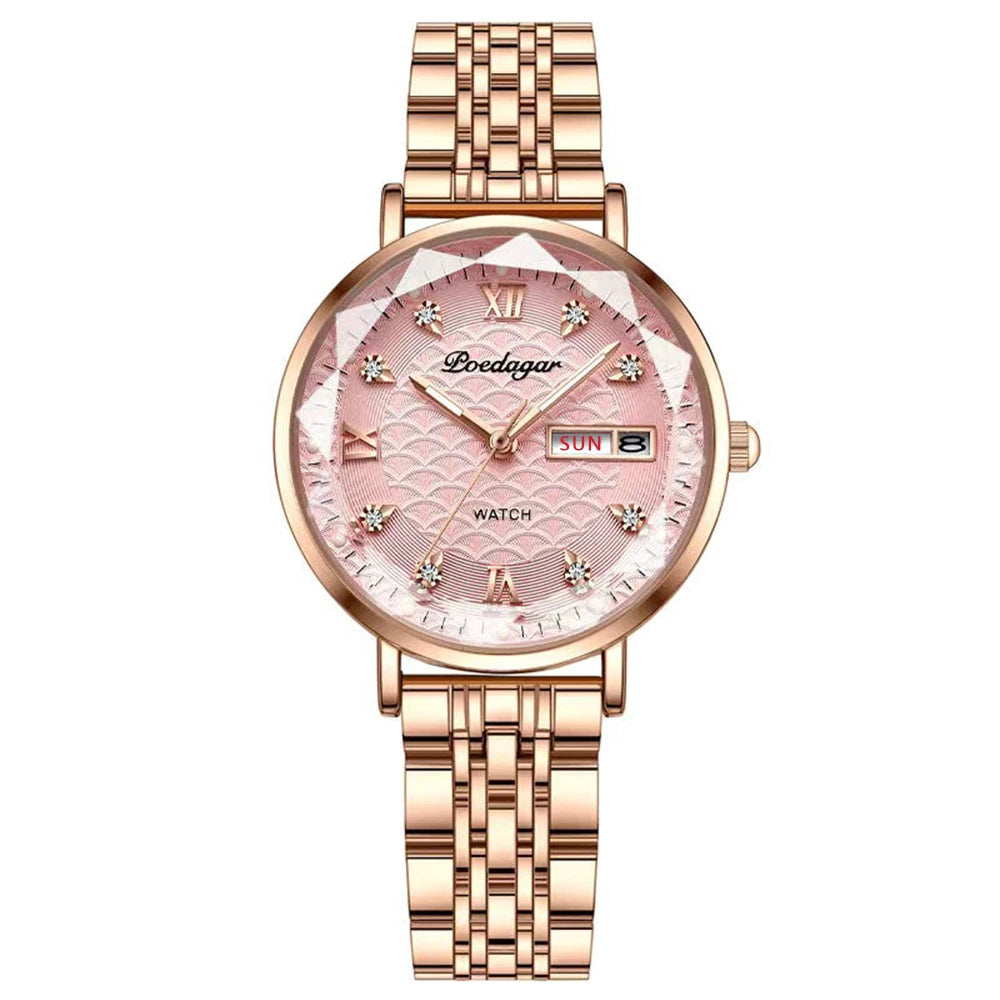 Montre femme  – Acier inoxydable, lumineuse, étanche – Plusieurs coloris