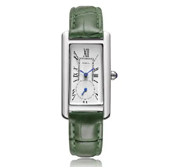 Montre rectangle femme – Quartz, bracelet cuir, analogique – Plusieurs coloris