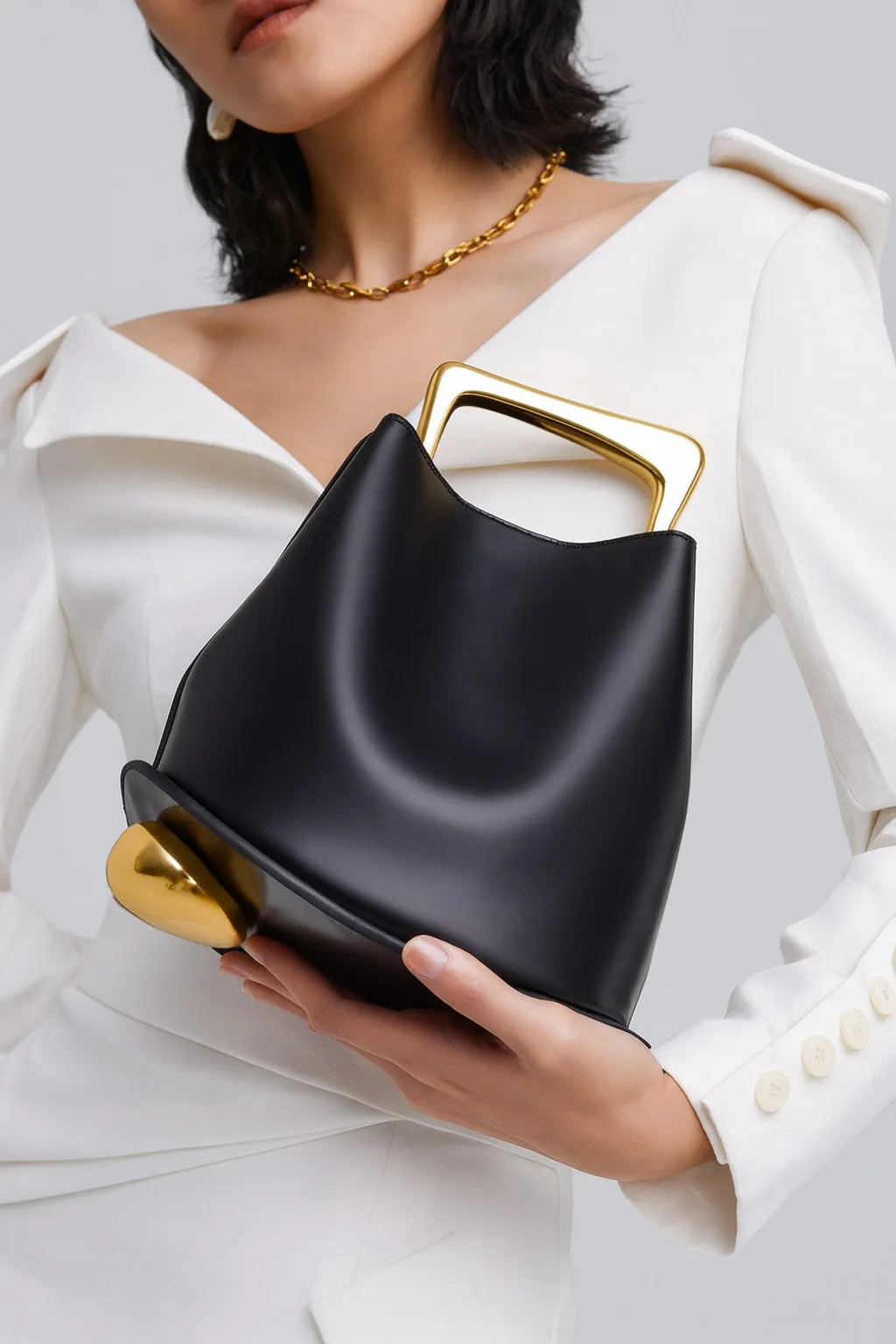 Sac seau en cuir PU – Poignée métal – Plusieurs coloris
