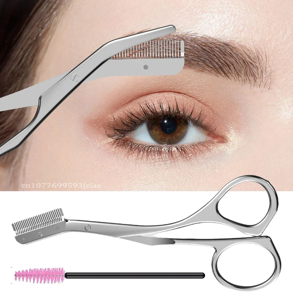Kit Ciseaux à Sourcils en Acier Inoxydable avec Peigne – Plusieurs Coloris