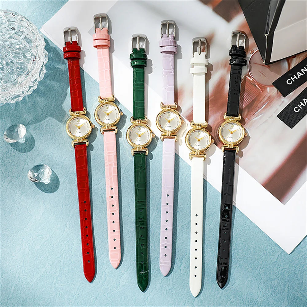 Montre femme verte Quartz, petits diamants, design simple & chic 6 coloris