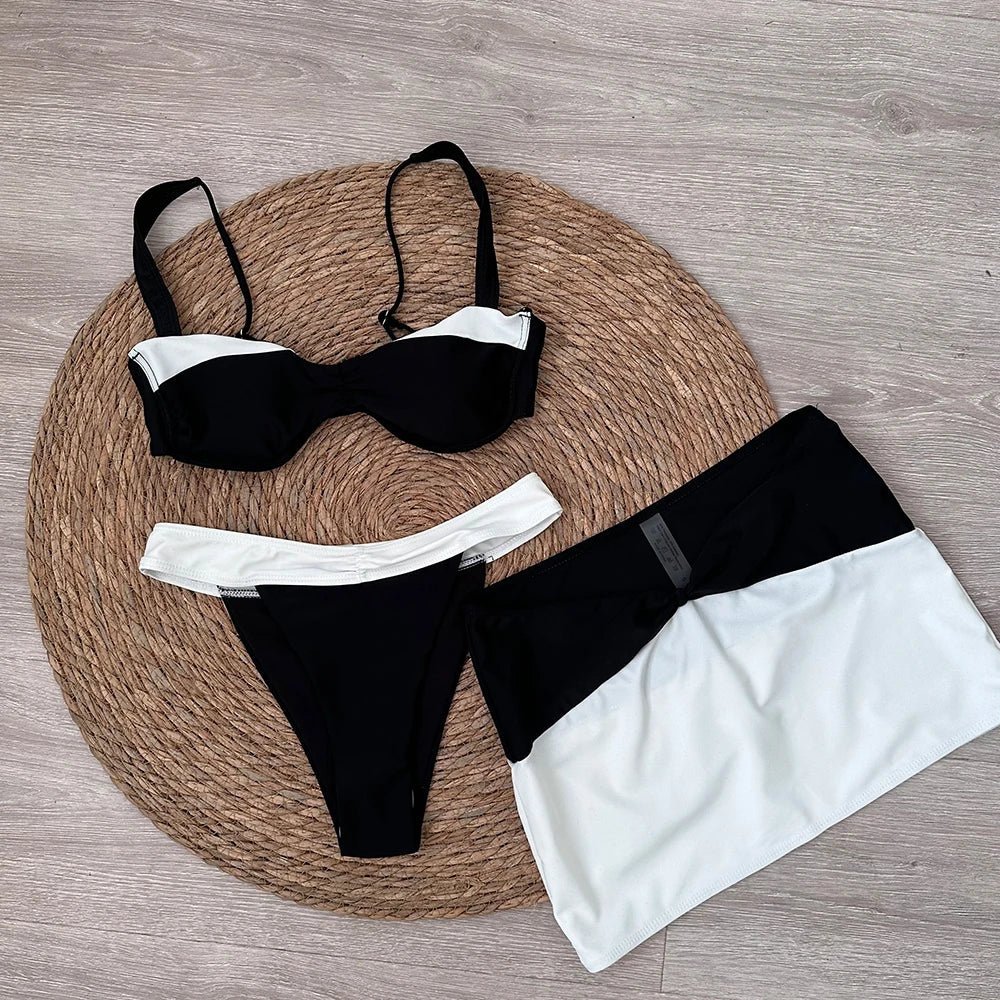 Bikini Femme 3 Pièces Micro Push-Up & Culotte Tanga