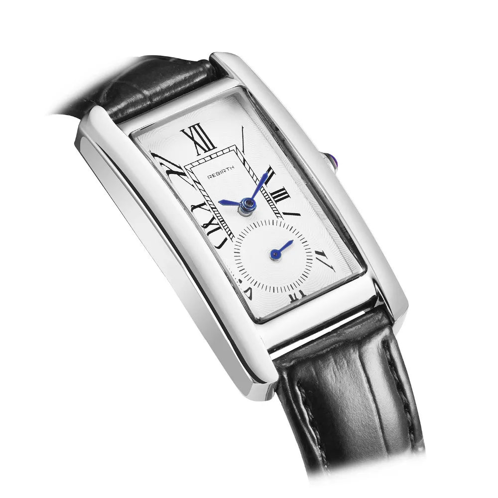 Montre rectangle femme – Quartz, bracelet cuir, analogique – Plusieurs coloris