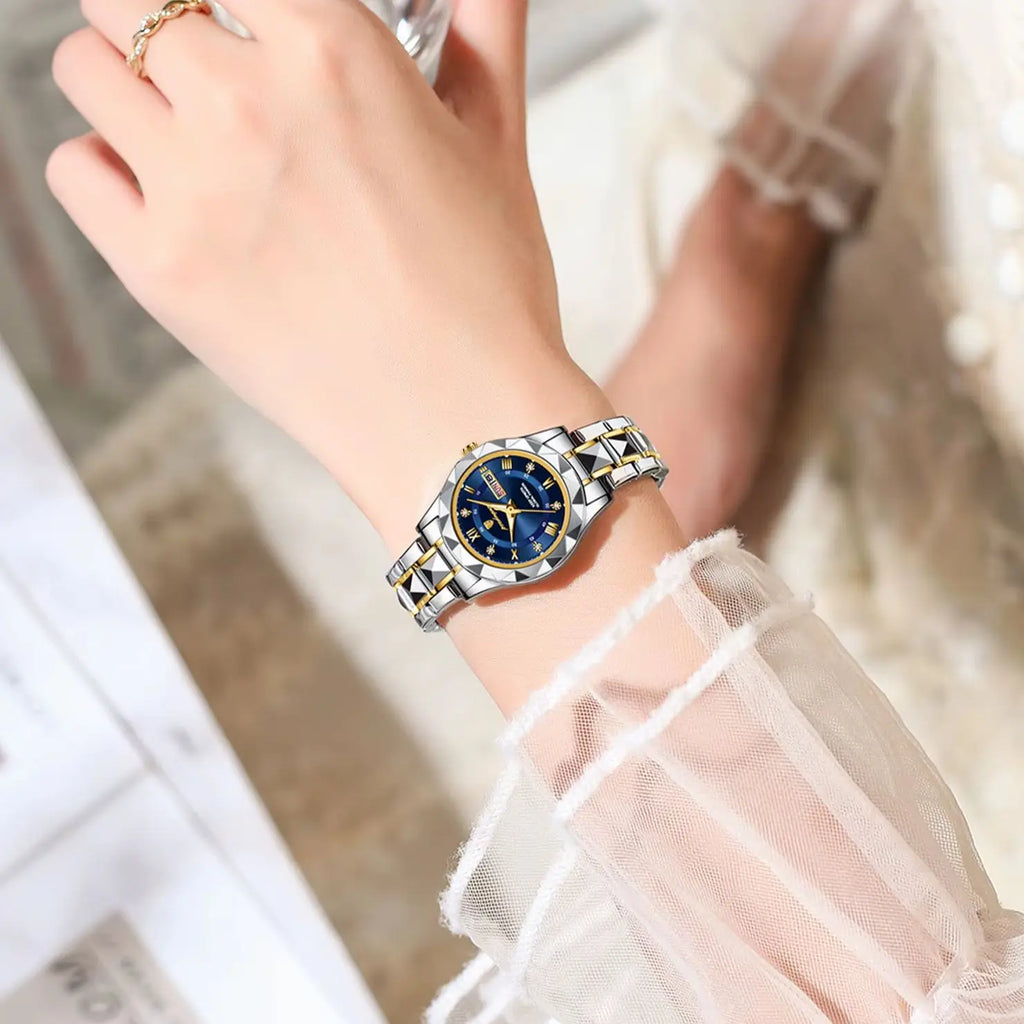 Montre POEDAGAR femme – Quartz, acier, lumineuse, étanche
