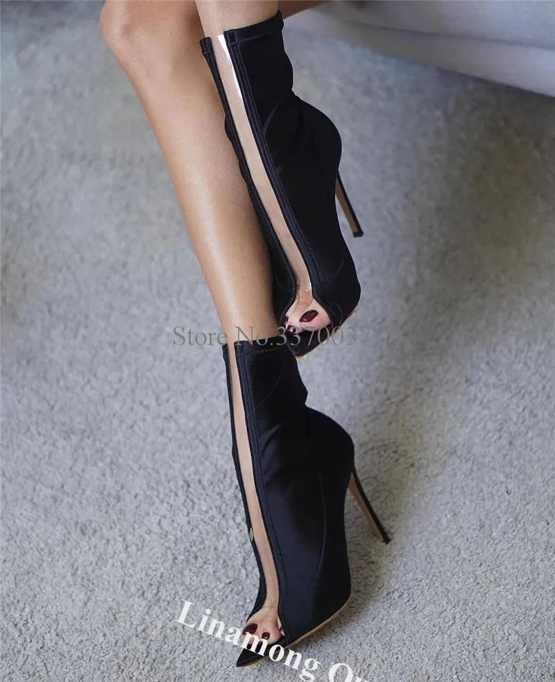 Bottes Femme Tissu Élastique – Talon Aiguille & Bout Pointu | Courtes ou Longues