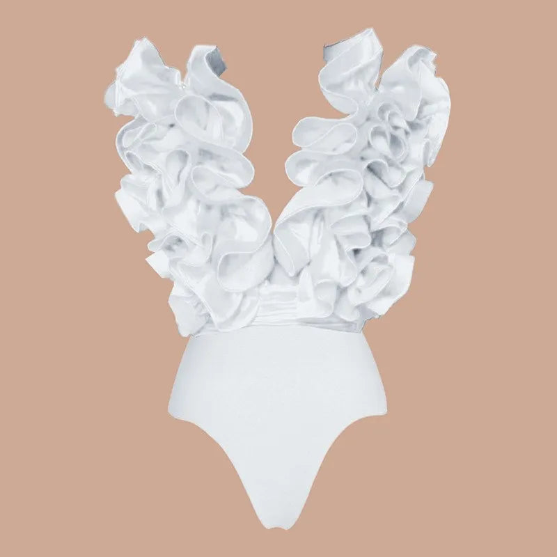 Bikini avec jupe pour femme, maillot de bain, imprimé épissure à volants, vêtements de plage, couvertures de bikini de vacances, tenues d'été, nouveau