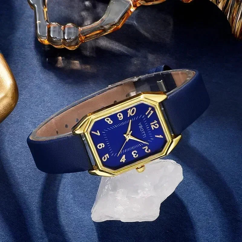 Montre femme carrée – Bracelet cuir, quartz – Plusieurs coloris