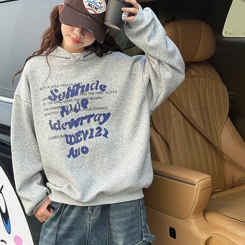Sweat à Capuche Fille – Imprimé Lettres Américaines