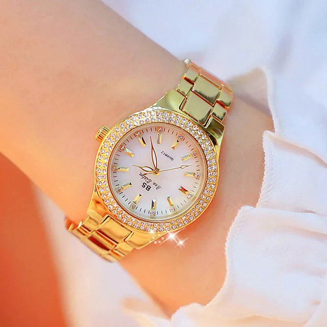 Montre femme  – Acier inoxydable, cristaux & diamants – Plusieurs coloris