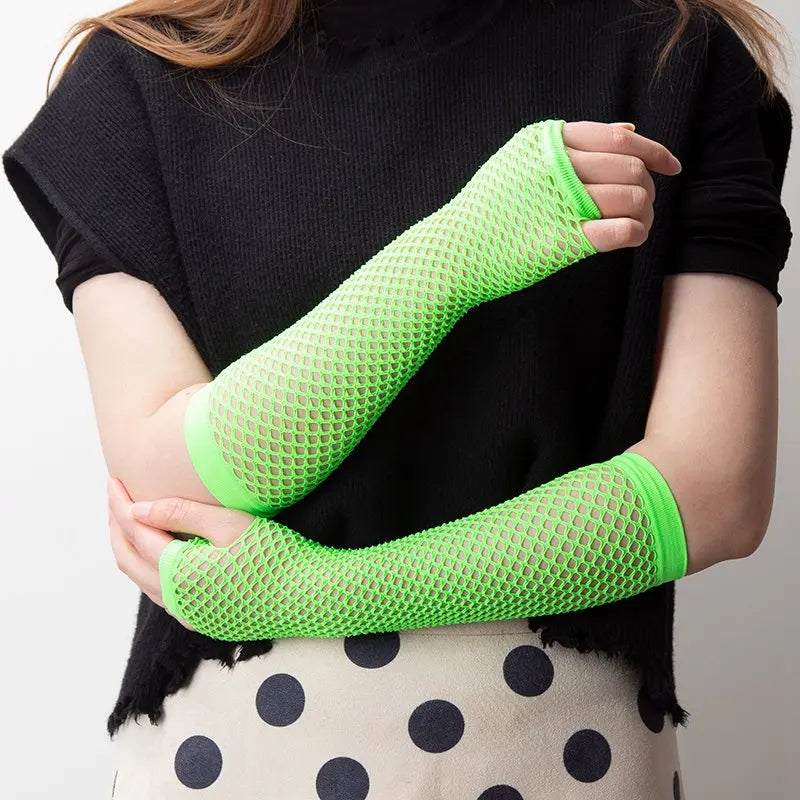 Gants résille longs sans doigts style Gothique 8 coloris