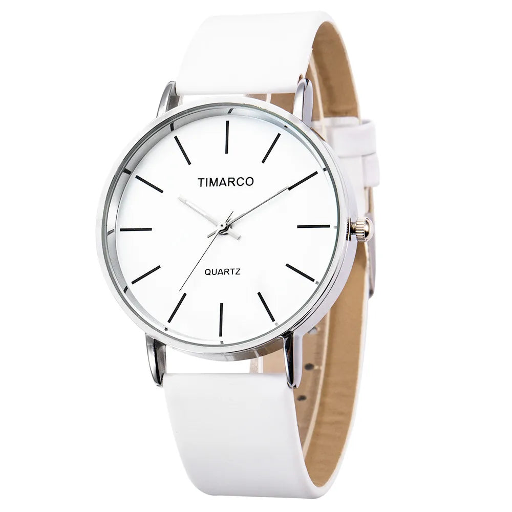 Montre femme minimaliste – Cadran rond, bracelet cuir – Plusieurs coloris