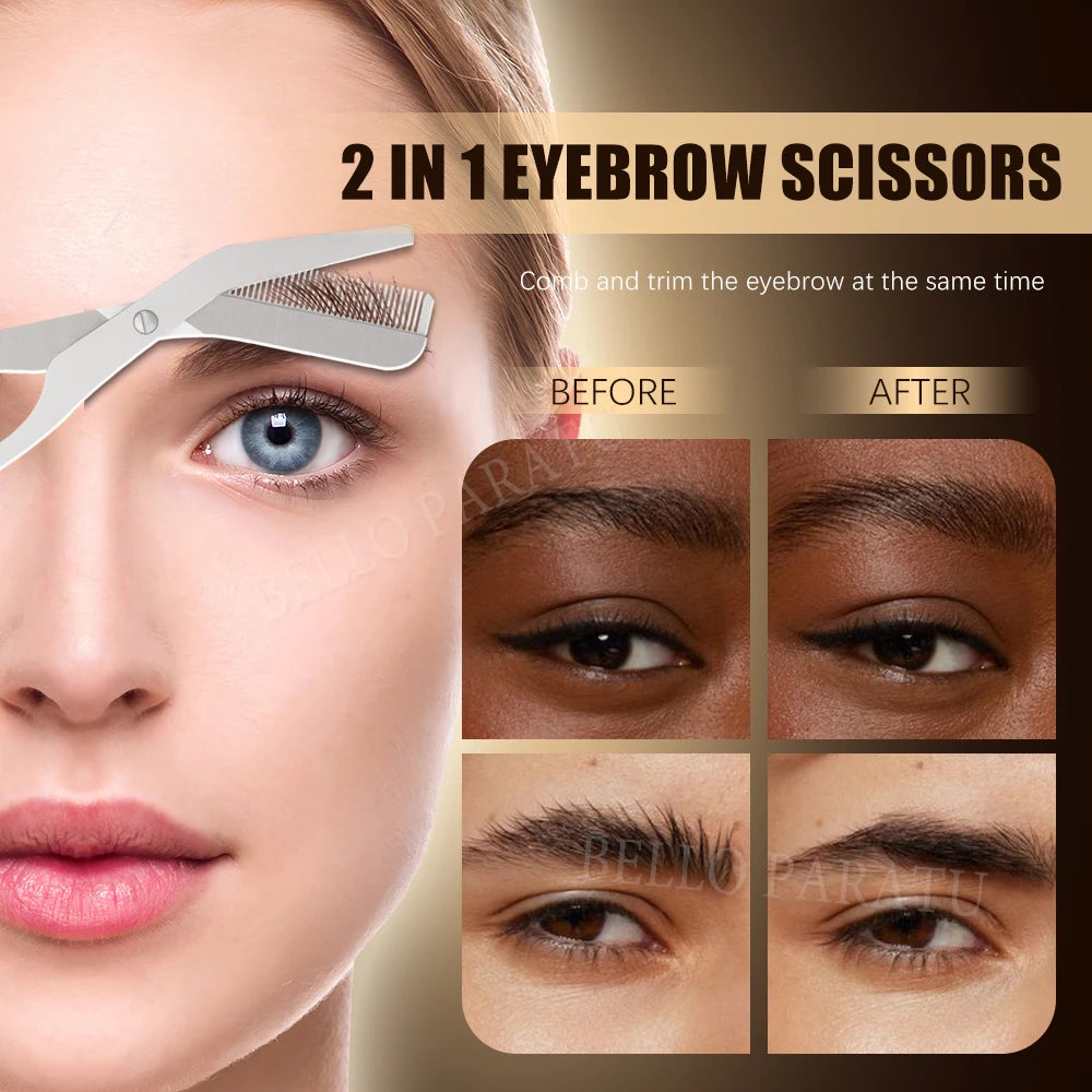 Ciseaux à Sourcils Professionnels avec Peigne – Acier Inoxydable