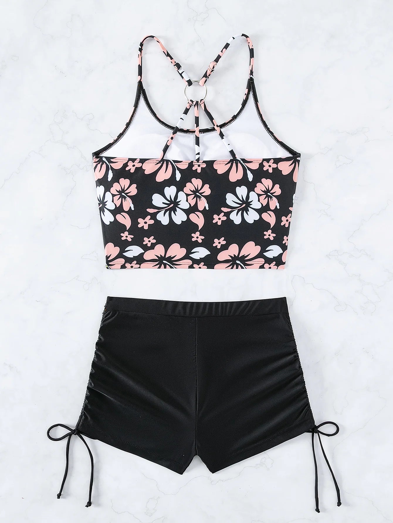 Bikini Femme 2 Pièces – Crop Top & Short Taille Haute (Plusieurs coloris)