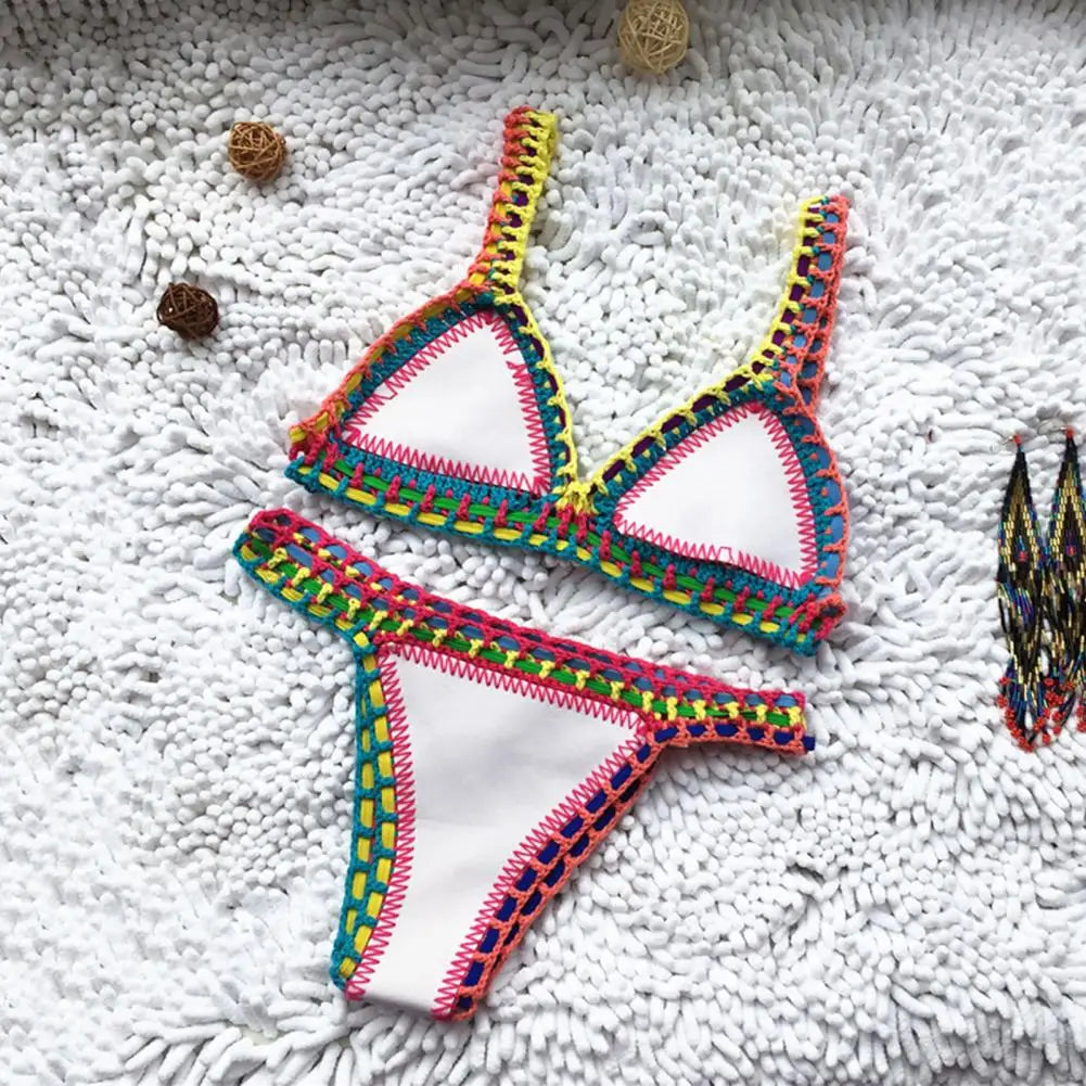 Bikini  2 Pièces – Crochet & Patchwork Style Brésilien -Plusieurs coloris