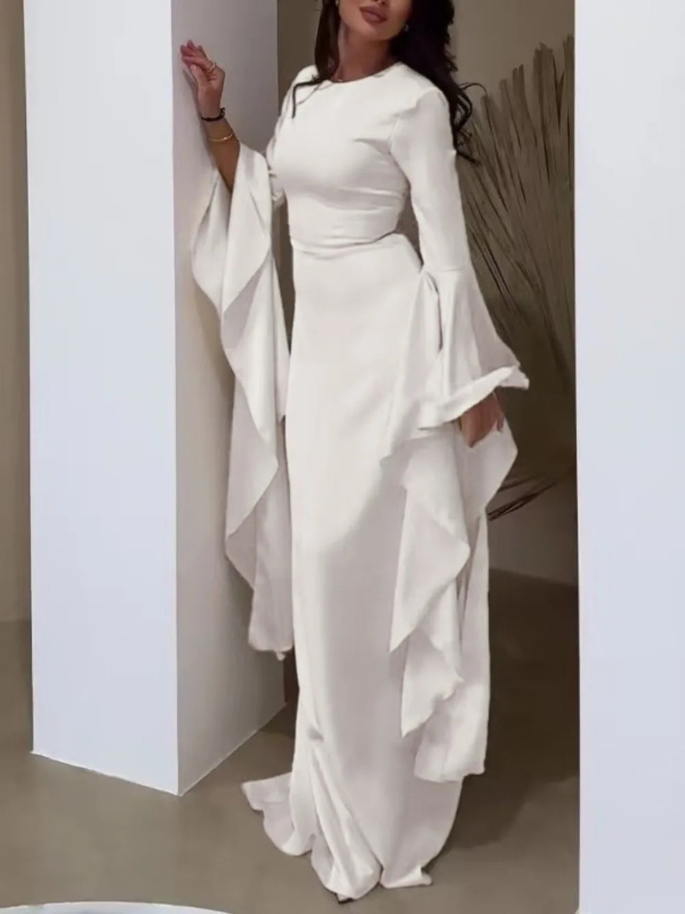 Robe Longue Caftan – Style Dubaïote, Manches Évasées (Plusieurs coloris)