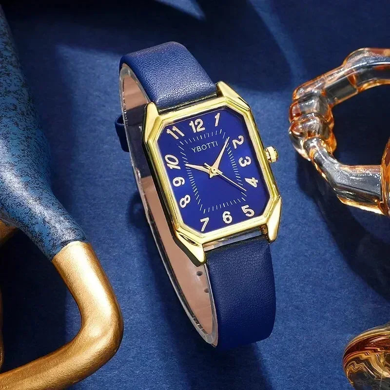 Montre femme carrée – Bracelet cuir, quartz – Plusieurs coloris