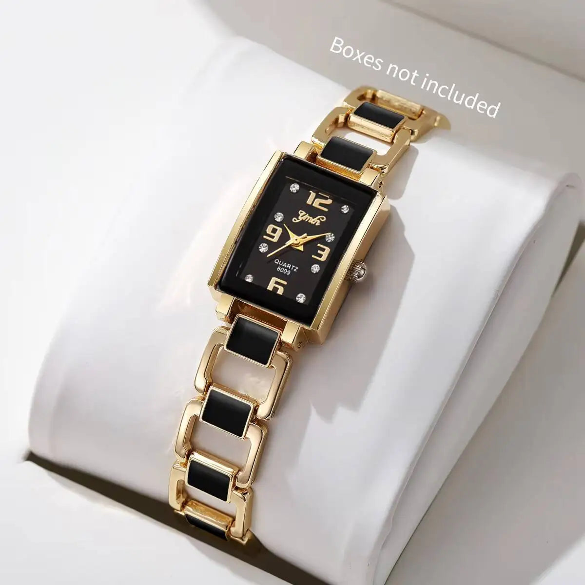 Montre femme rectangulaire Strass, cadran chiffres arabes, quartz – Lot de 1 ou 2 pièces – Sans boîte
