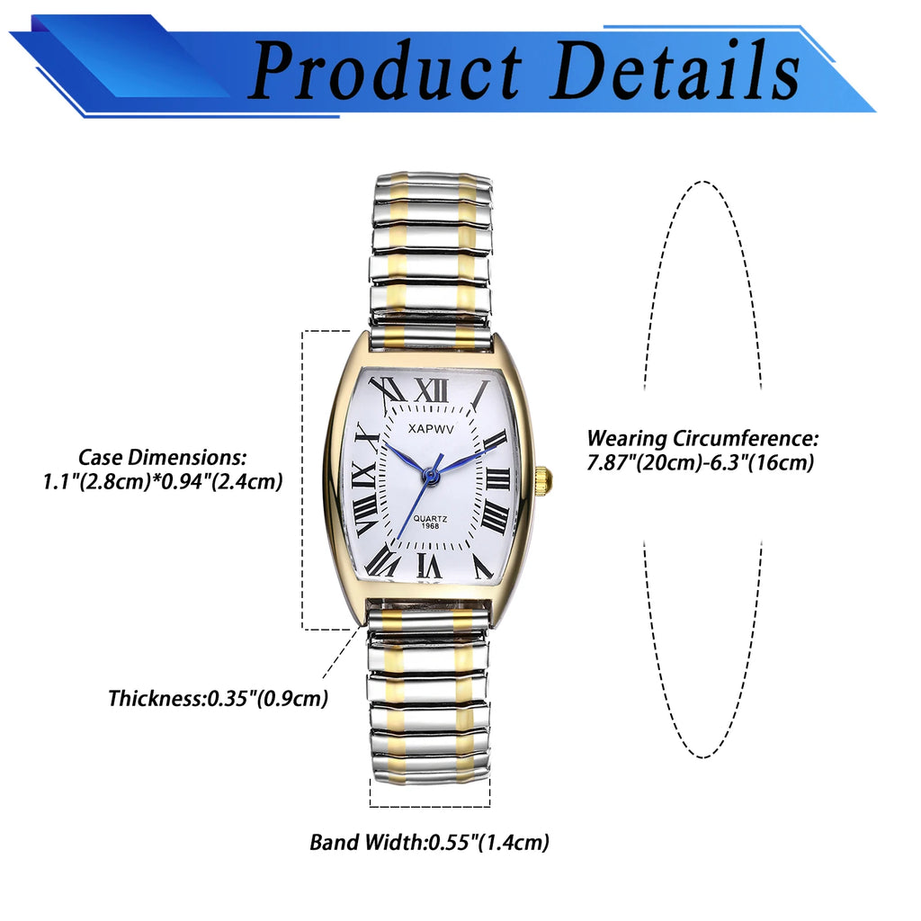 Montre femme rectangulaire – Bracelet rigide élastique, quartz – Plusieurs coloris