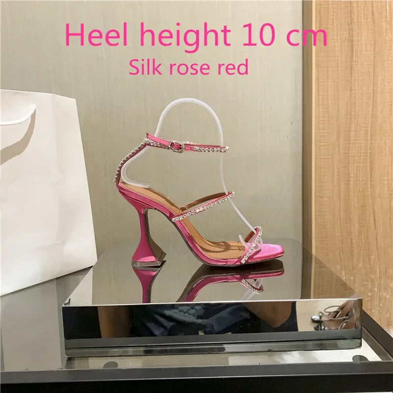 Sandales femme – Strass & chaîne, bout ouvert