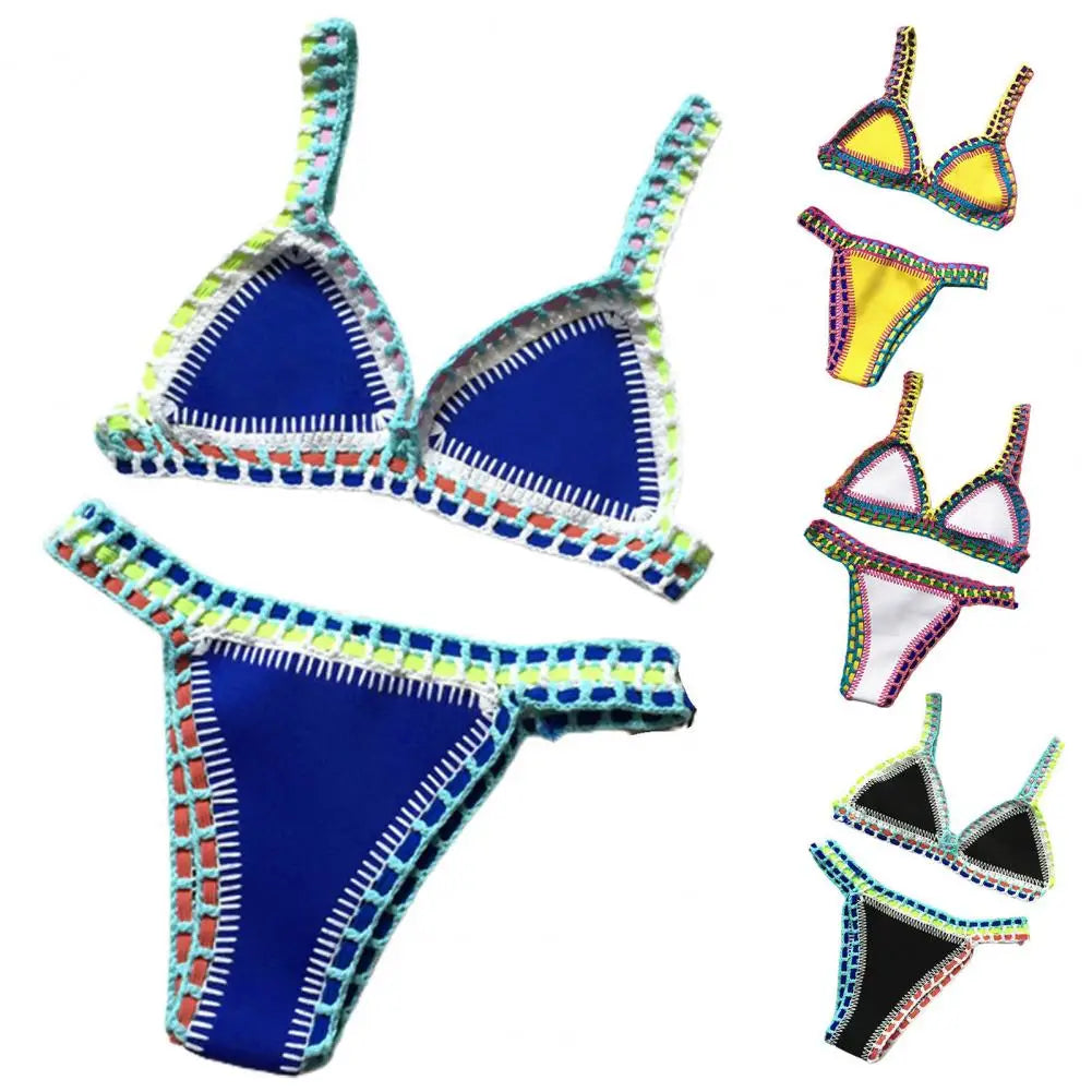 Bikini  2 Pièces – Crochet & Patchwork Style Brésilien -Plusieurs coloris