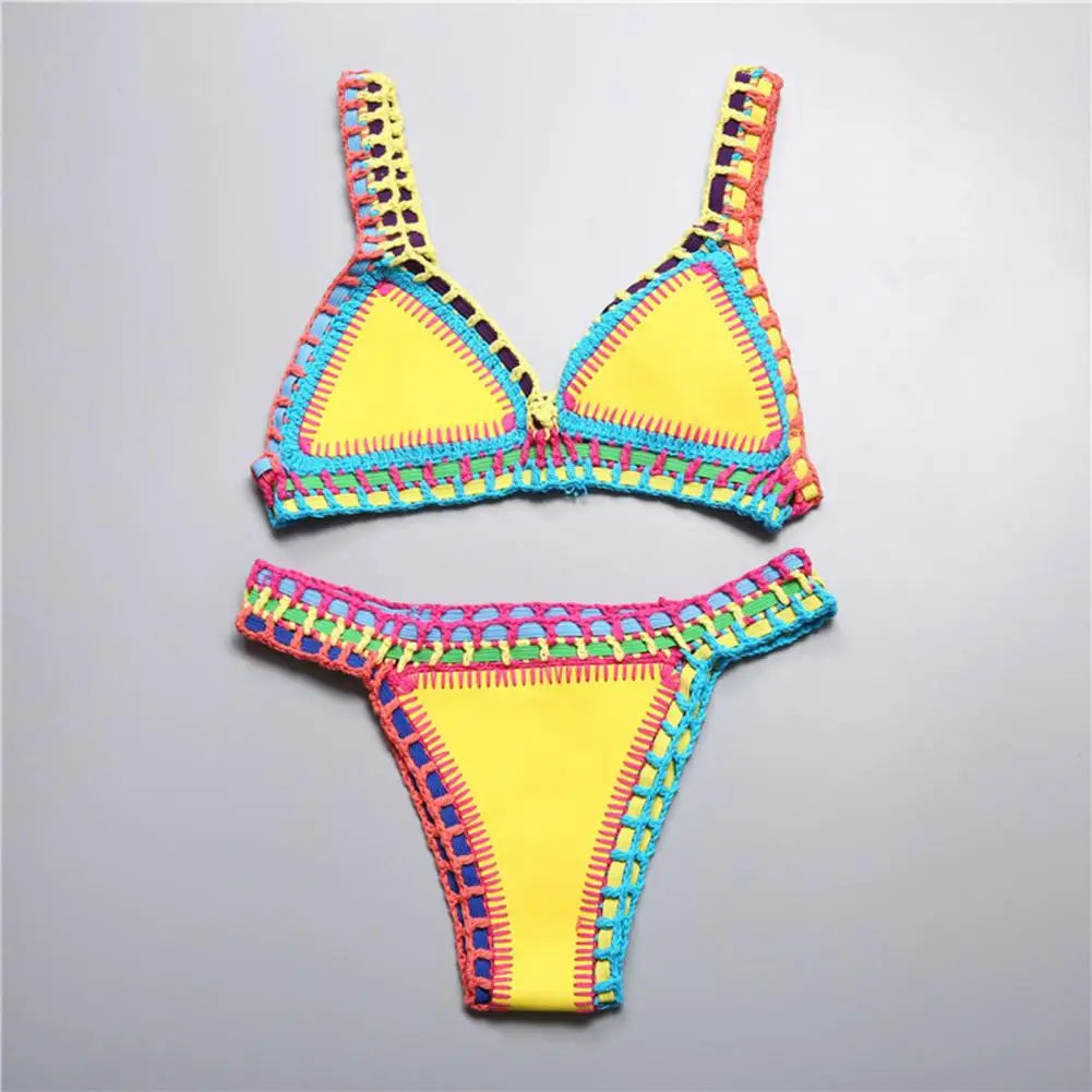 Bikini  2 Pièces – Crochet & Patchwork Style Brésilien -Plusieurs coloris