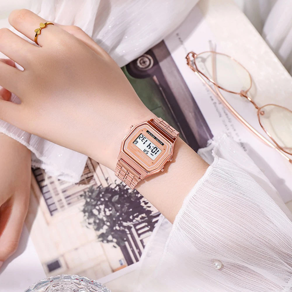 Montre digitale femme – Or & argent, acier inoxydable – Plusieurs coloris