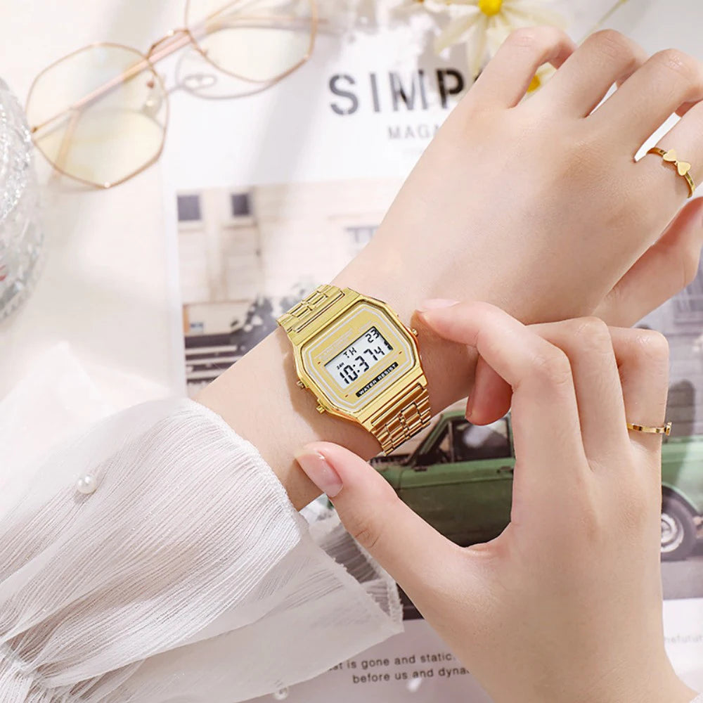 Montre digitale femme – Or & argent, acier inoxydable – Plusieurs coloris