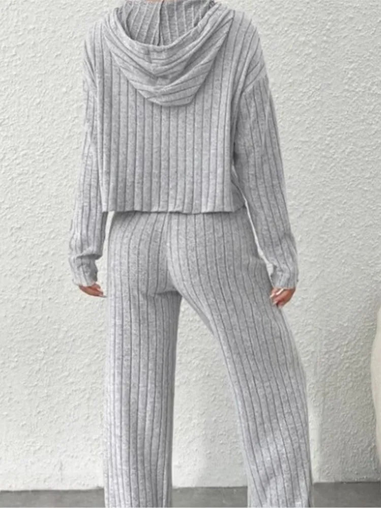 Ensemble 2 pièces sweat à capuche & pantalon taille haute – Plusieurs coloris